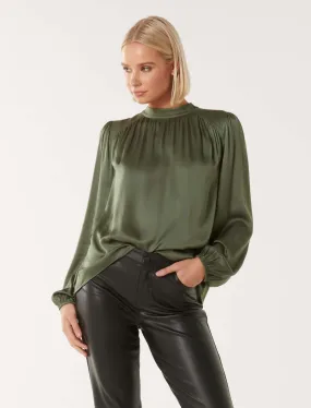 Gilli Gather Satin Shell Blouse