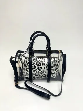 H862734 Clear Satchel With Leopard Pouch