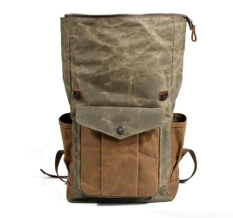 Handmade Leather Canvas Backpack Men Travel Backpacks Rucksack