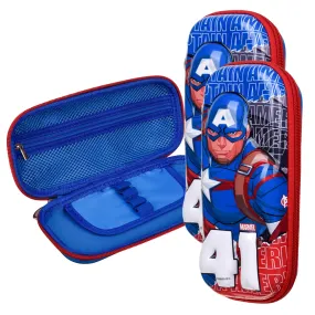 Heart Home Marvel Captain America Pencil Pouch | School Pencil Case for Kids | Pen-Pencil Box for Kids | Geometry Box | Compass Box | School Stationery Supplies | Pack of 3 | Blue