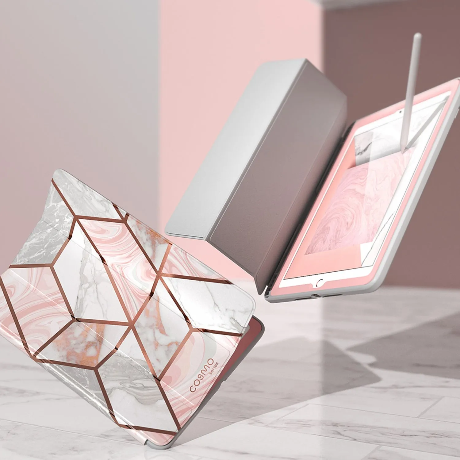 iPad 9.7 inch (2017 & 2018) Cosmo Case-Marble Pink