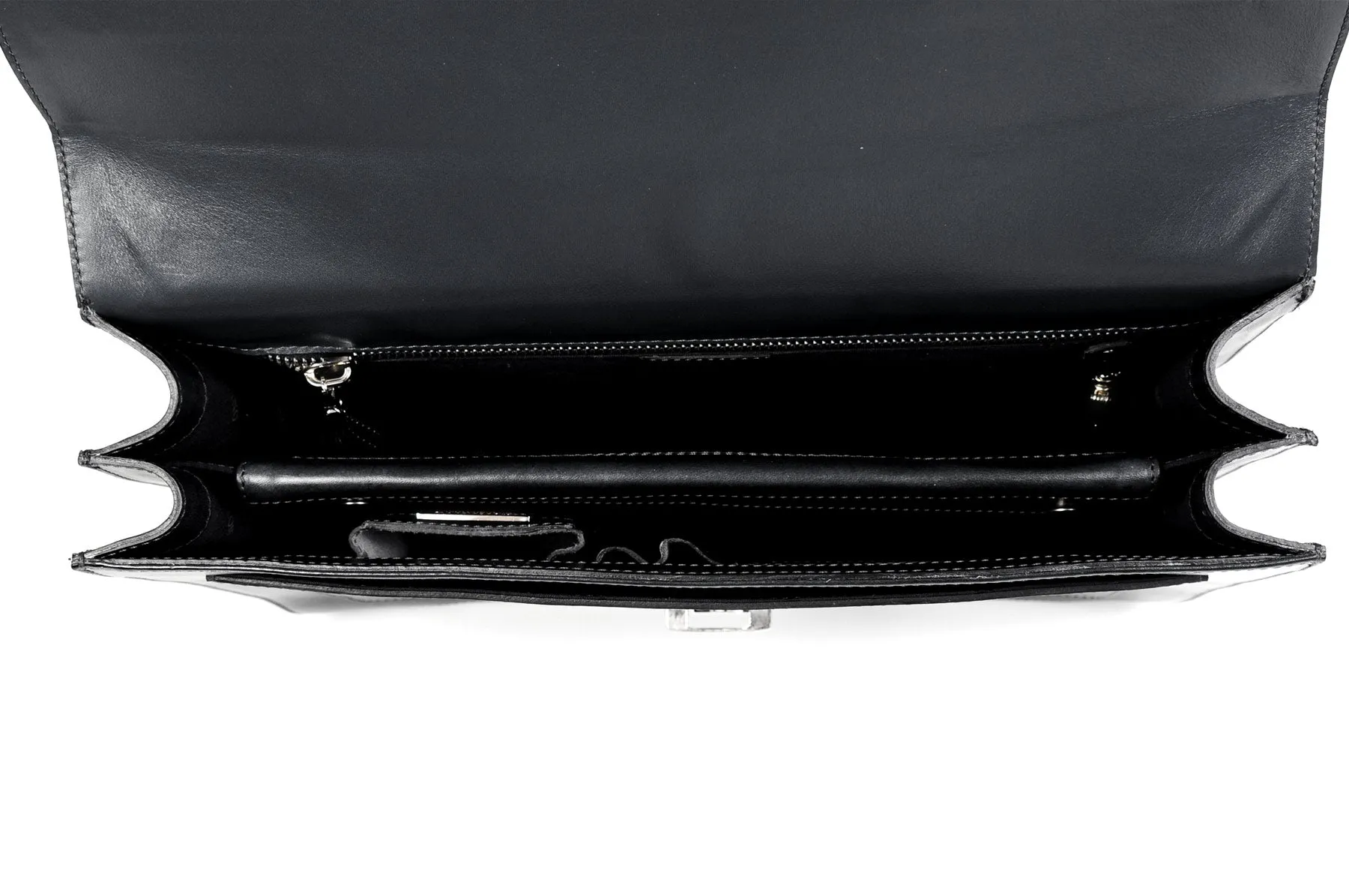 Italian Leather Briefcase - The Arrezo - Onyx Black