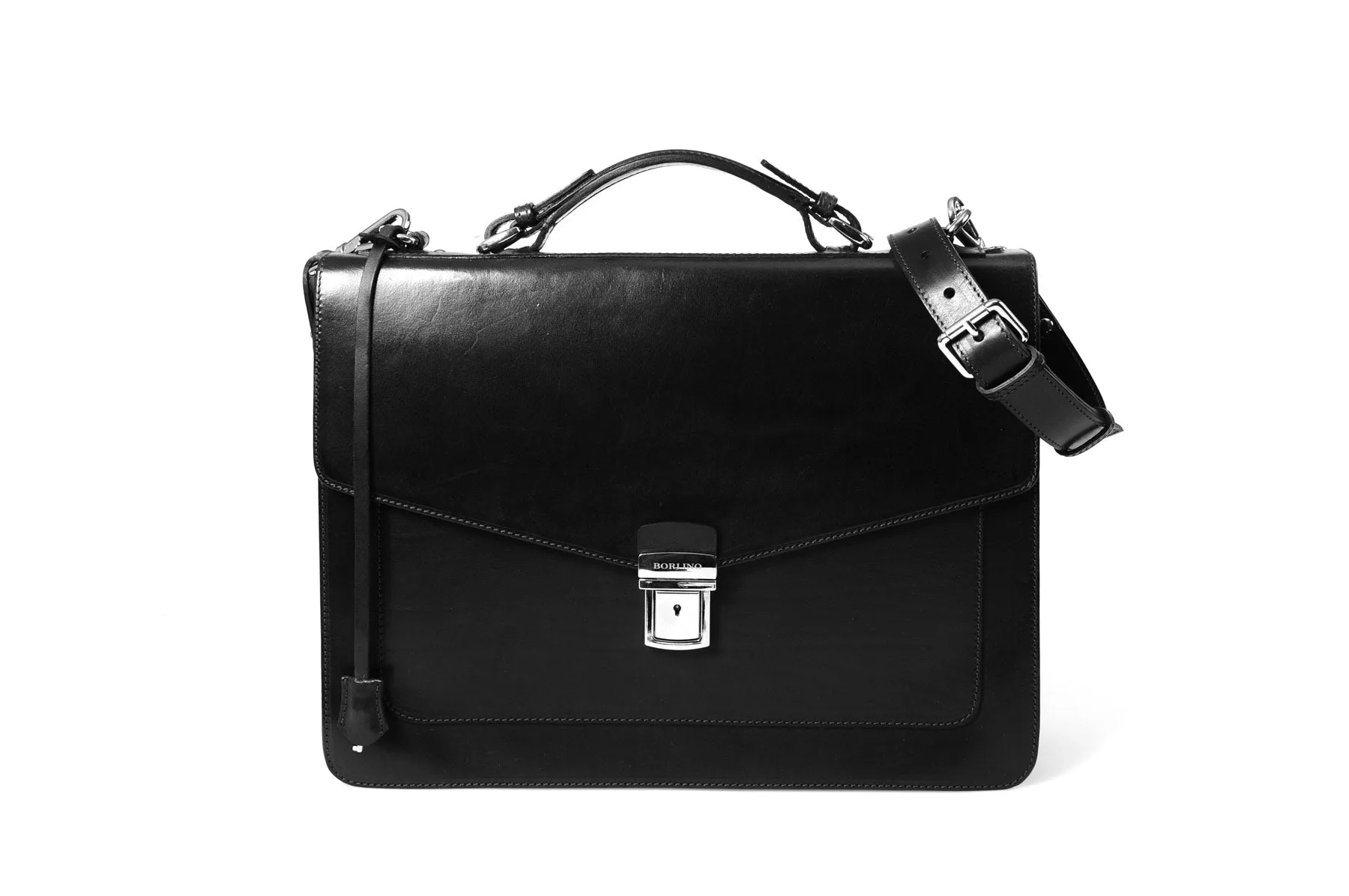 Italian Leather Briefcase - The Arrezo - Onyx Black