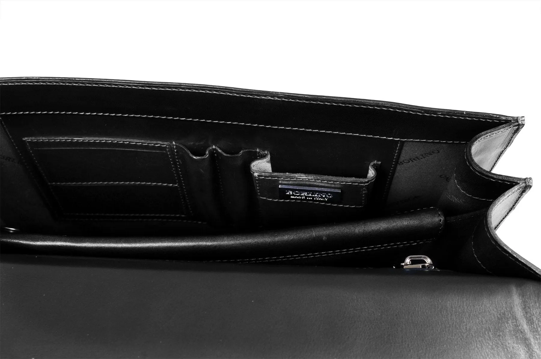 Italian Leather Briefcase - The Arrezo - Onyx Black