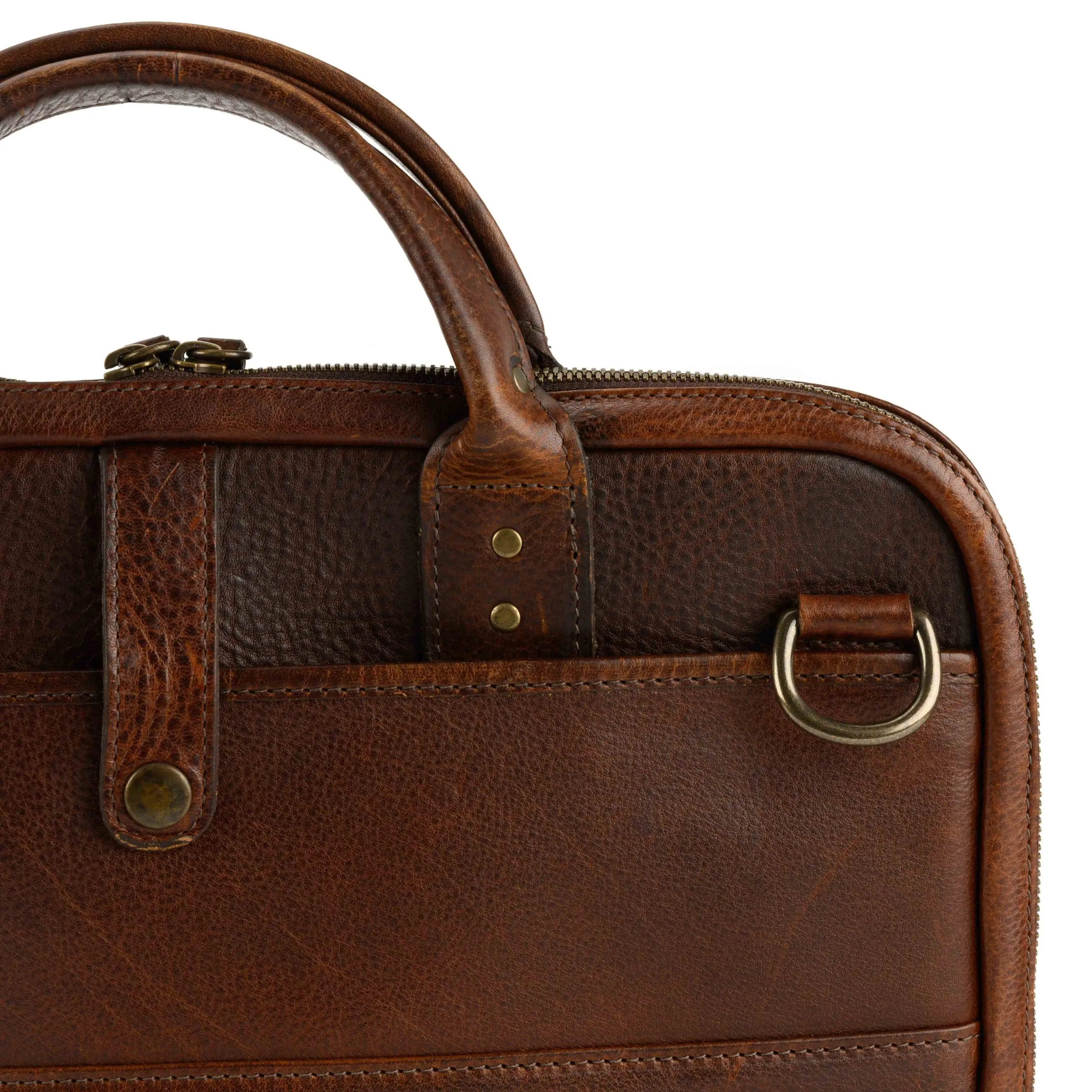 Jay Modern Briefcase in Titan Milled Brown by Moore & Giles