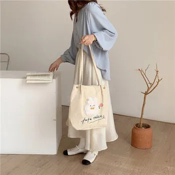 Kawaii FuFu Rabbit Corduroy Tote Bag - Kawaii Bag