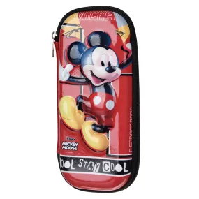 Kuber Industries Disney Mickey Pencil Pouch | School Pencil Case for Kids | Pen-Pencil Box for Kids | Geometry Box | Compass Box | School Stationery Supplies | Red