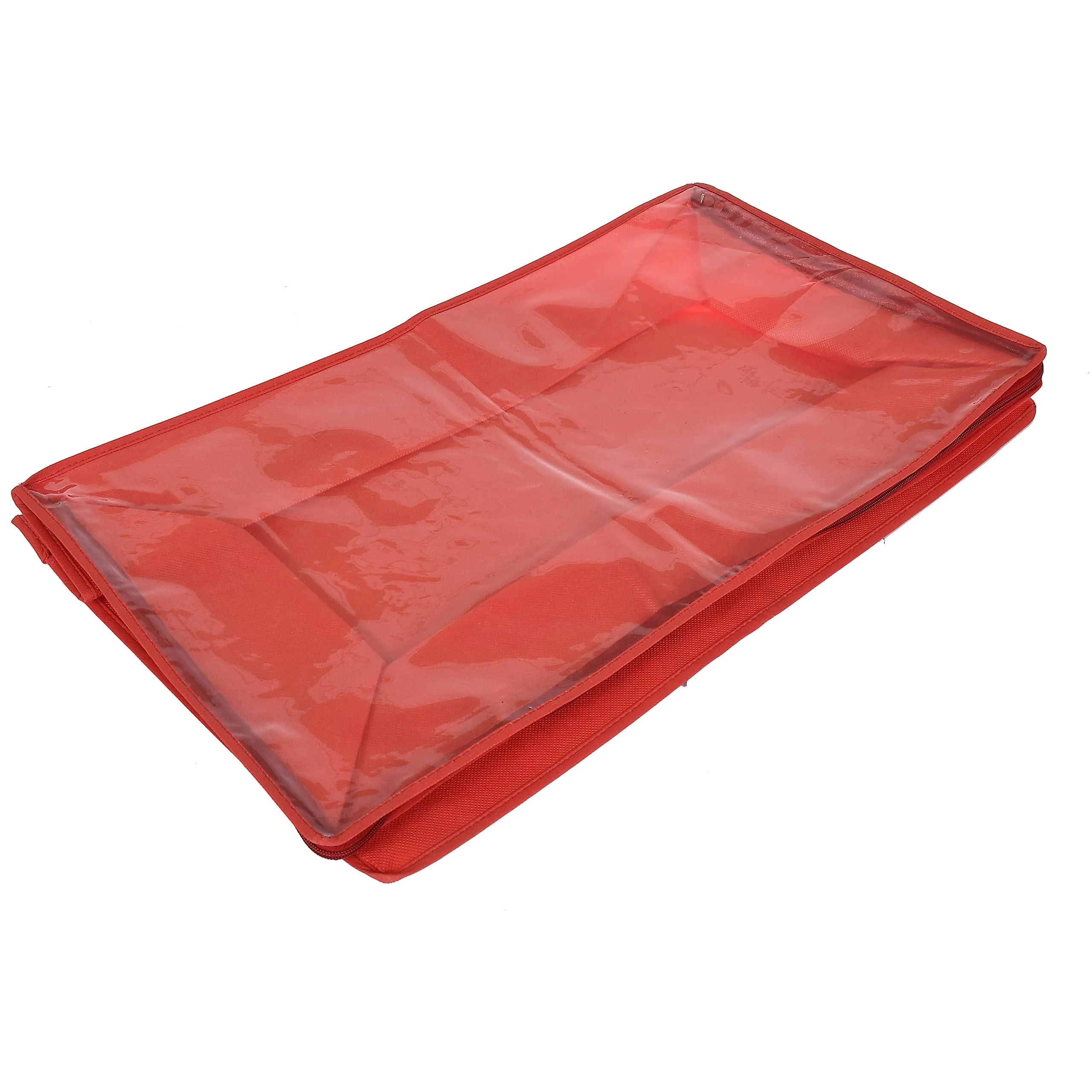 Kuber Industries Non Woven 9 Inch Height Transparent GHagra, Saree, Lahenga Cover And Wardrobe Organizers, Storage Bag for Clothes-Pack of 3 (Red) (HS_37_KUBMART020401)