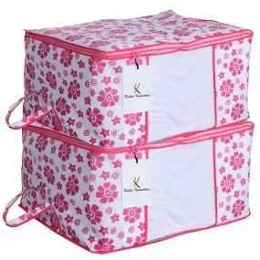 Kuber Industries Rectangular Non Woven Storage Organiser, X-Large, Pink (UNDERPinkf13), 2 Piece