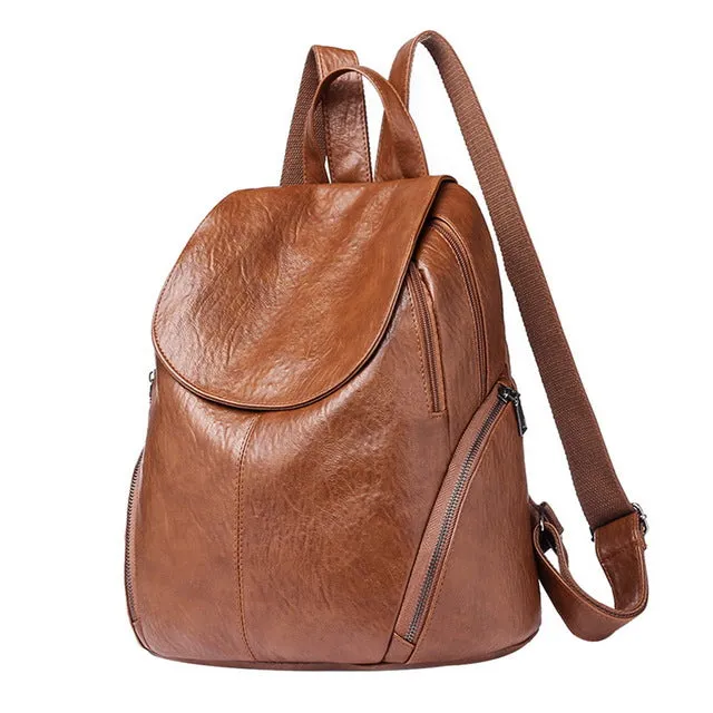 Laamei Backpack Women Retro PU Leather Backpack