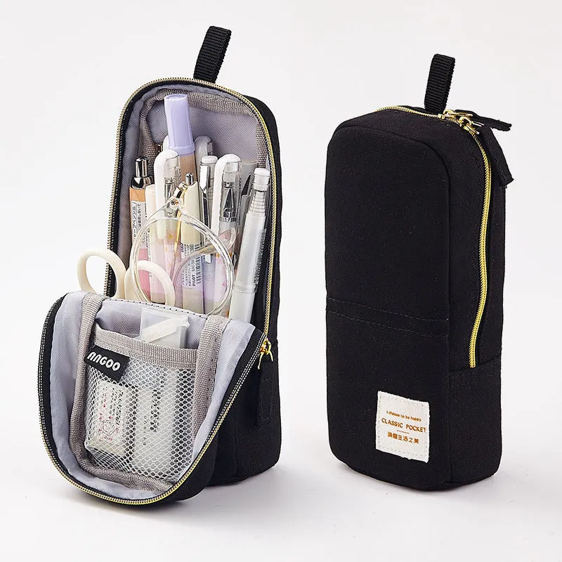 Large Capacity Multifunctional Mobile Phone Holder Pencil Case Canvas Pen Bag Pencil Case