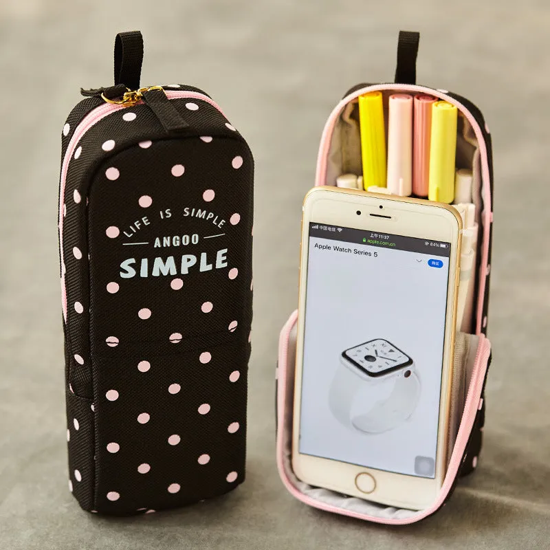 Large Capacity Multifunctional Mobile Phone Holder Pencil Case Canvas Pen Bag Pencil Case