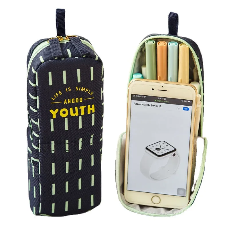 Large Capacity Multifunctional Mobile Phone Holder Pencil Case Canvas Pen Bag Pencil Case