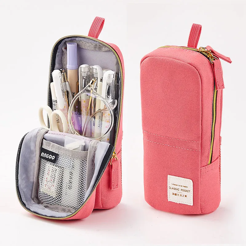 Large Capacity Multifunctional Mobile Phone Holder Pencil Case Canvas Pen Bag Pencil Case