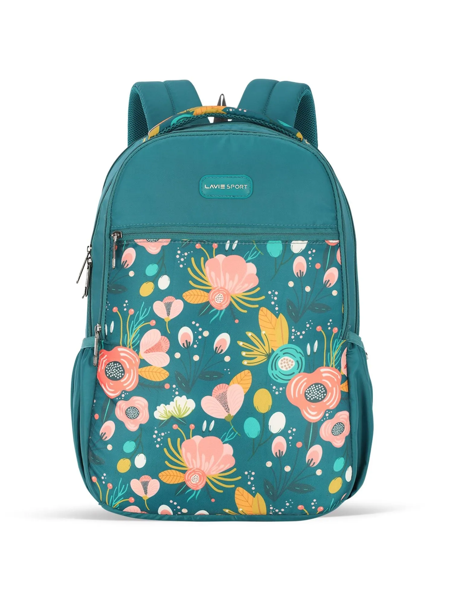 Lavie Sport Spring 26L Floral Printed School Backpack for Girls Teal