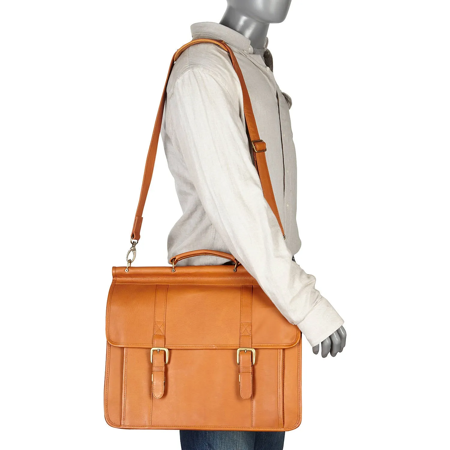 Le Donne Leather Classic Dowel Rod Laptop Briefcase