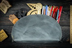 Leather Lunar Makeup / Toiletry Bag - Crazy Horse Smoky