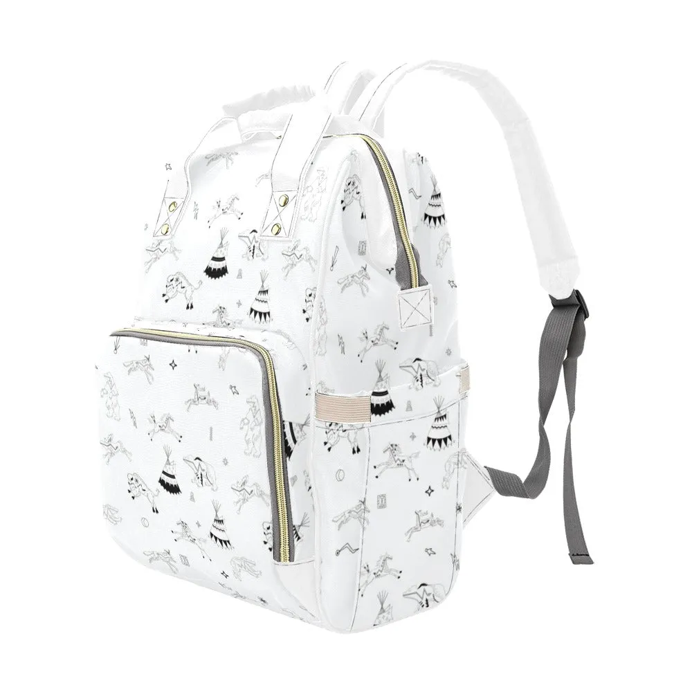 Ledger Dabbles White Multi-Function Diaper Backpack/Diaper Bag