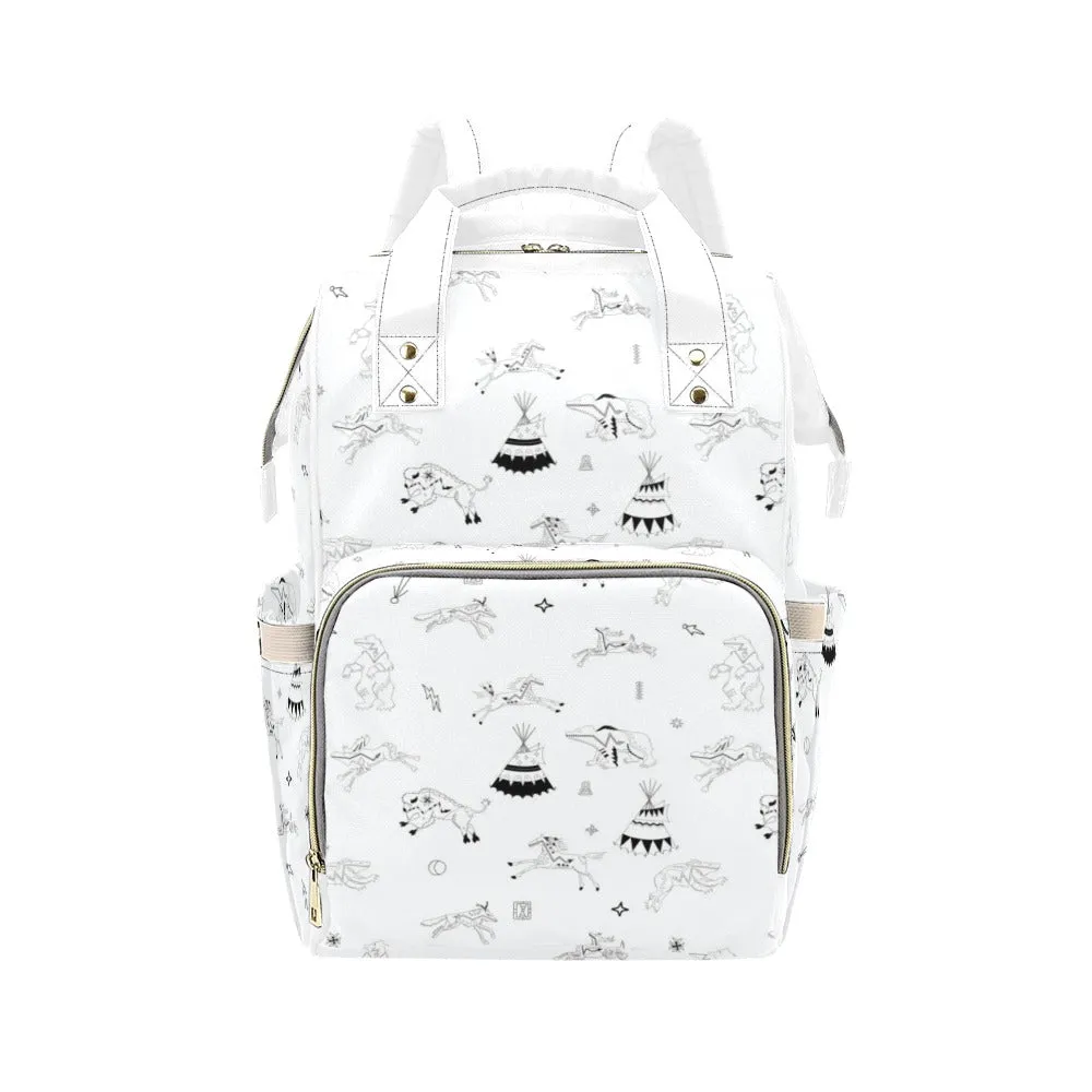 Ledger Dabbles White Multi-Function Diaper Backpack/Diaper Bag