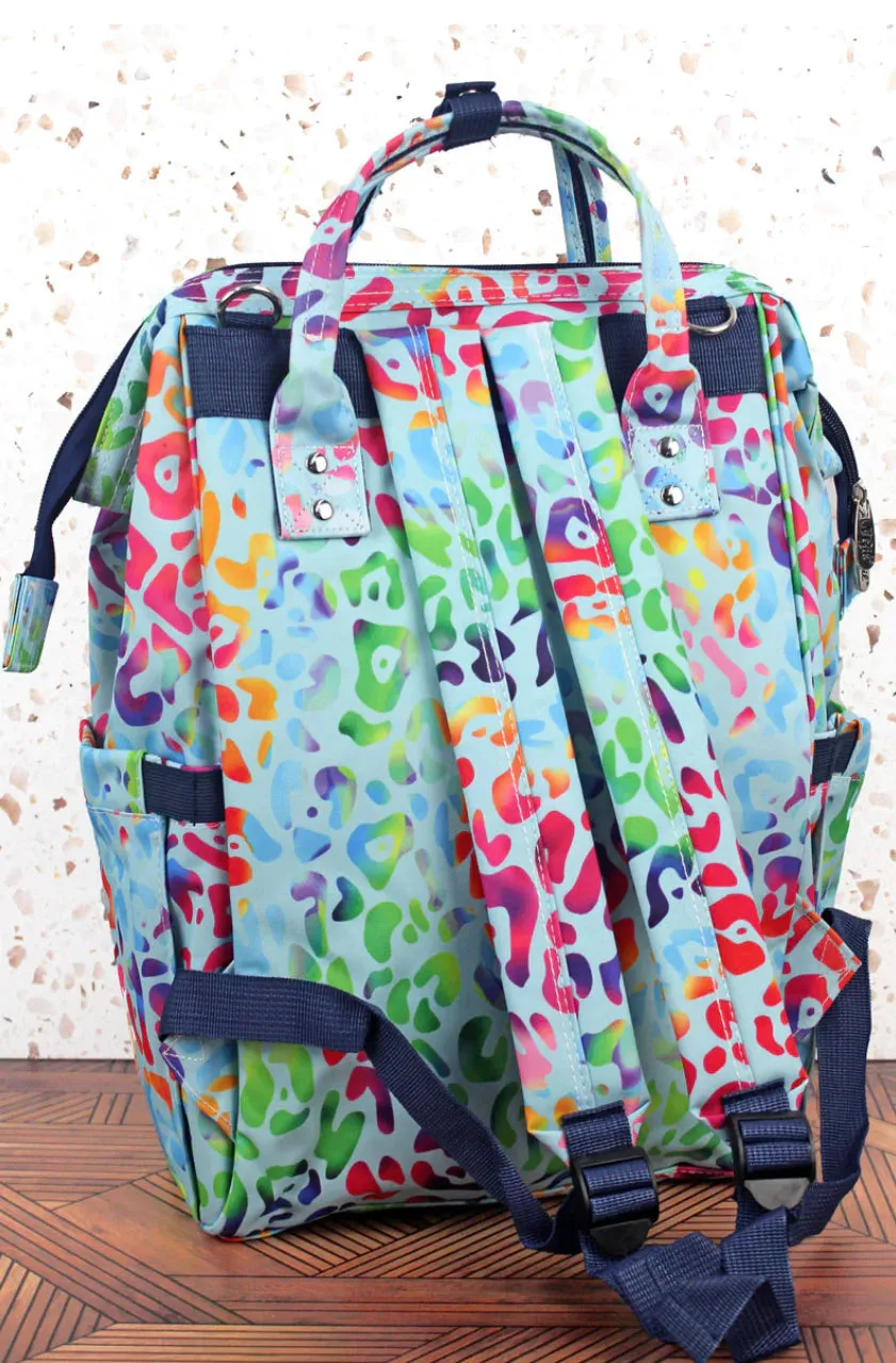 Leopard Chasing Rainbows Diaper Bag Backpack