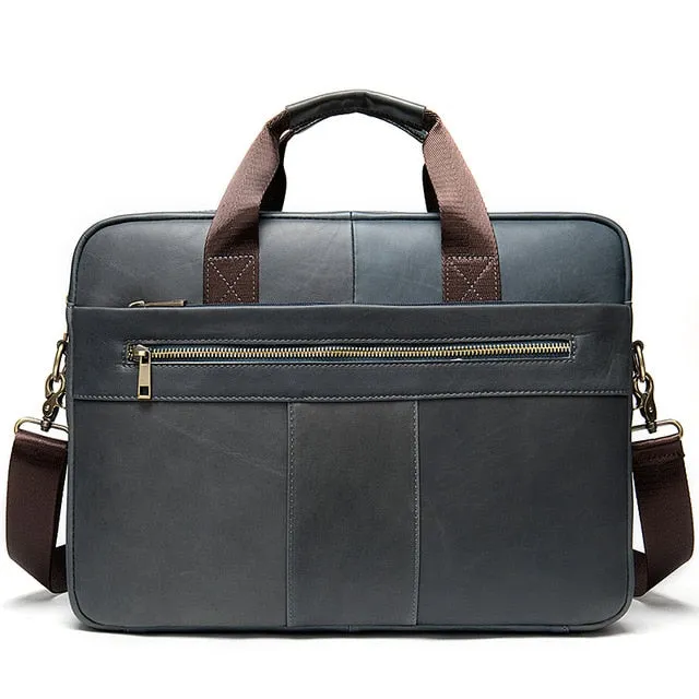 Luxury Exotic Leather Zipper Laptop Document Briefcase