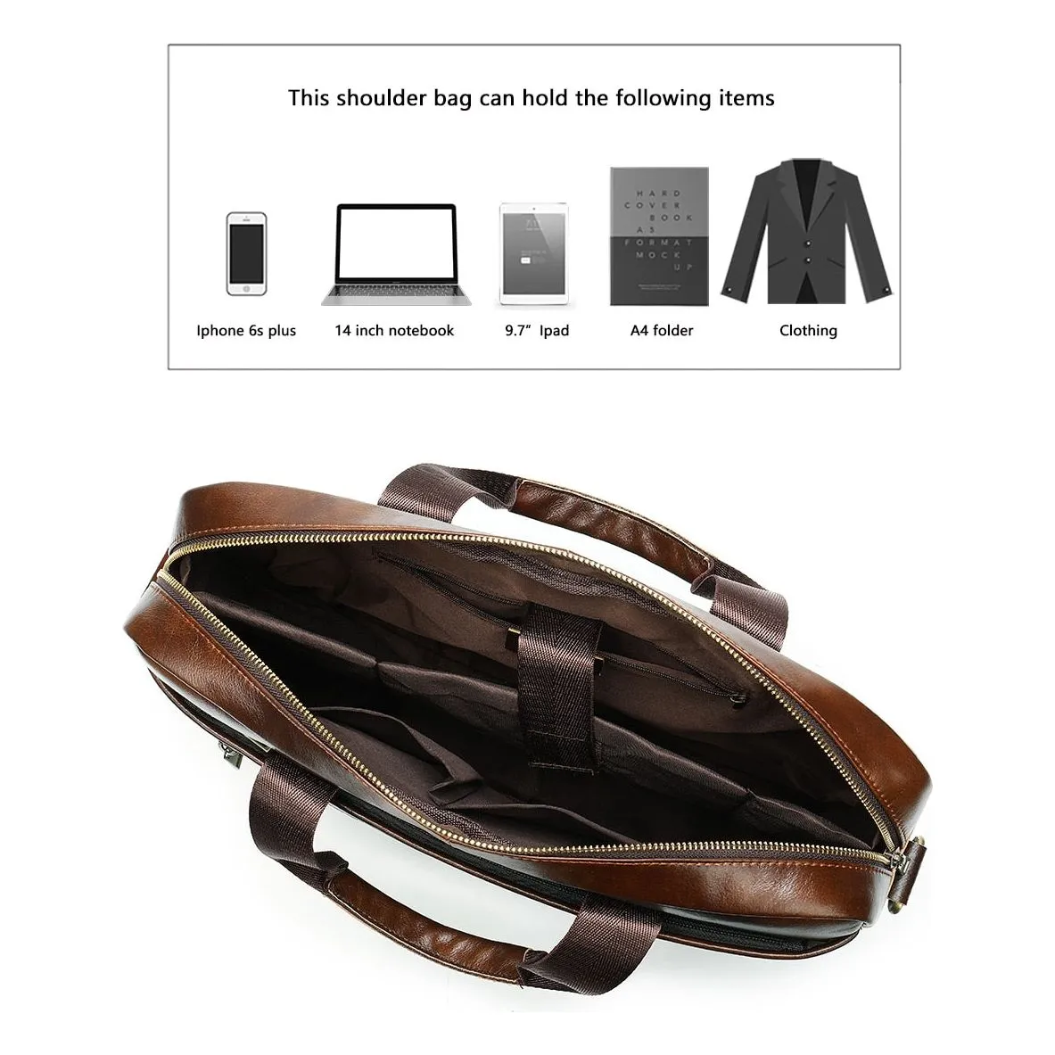 Luxury Exotic Leather Zipper Laptop Document Briefcase