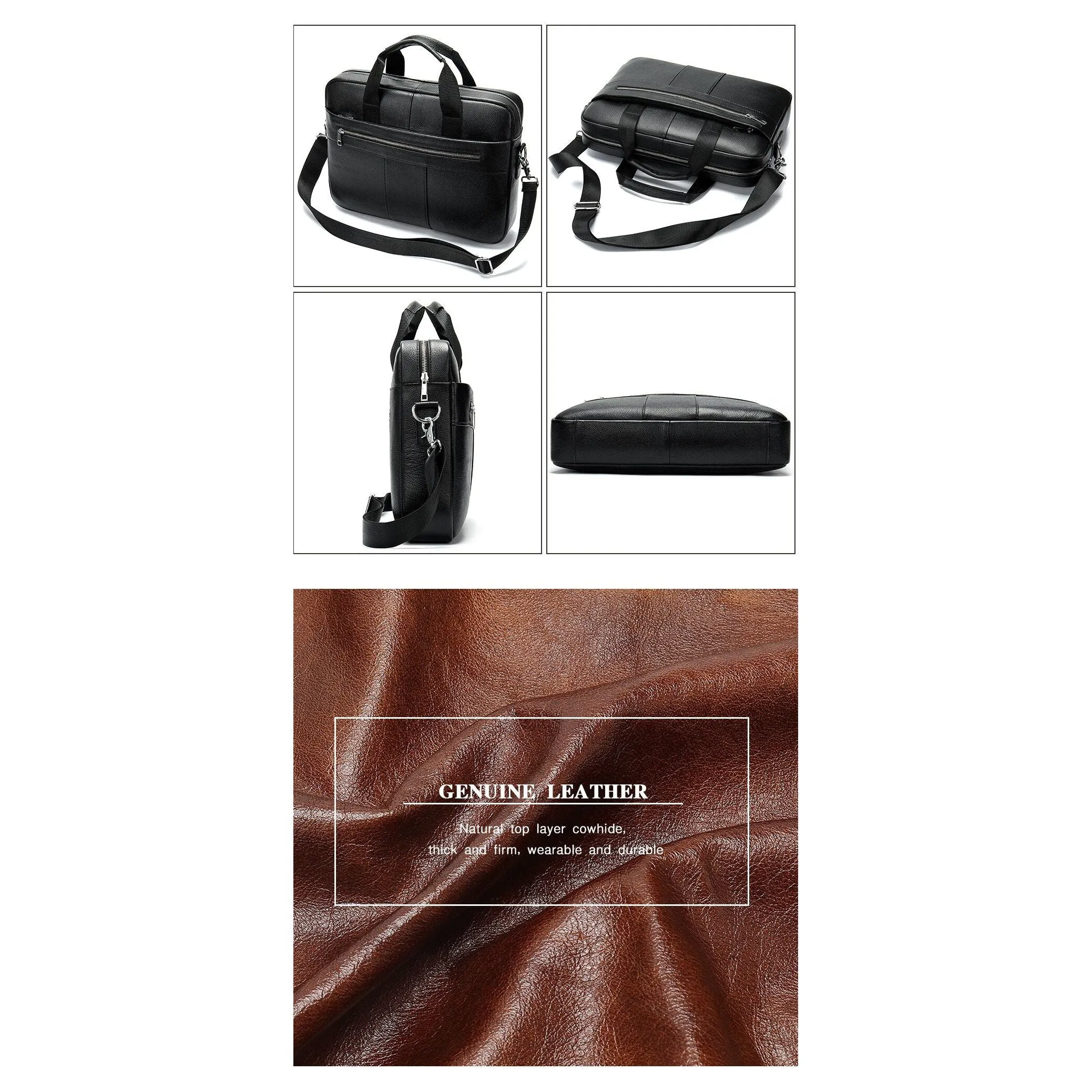 Luxury Exotic Leather Zipper Laptop Document Briefcase