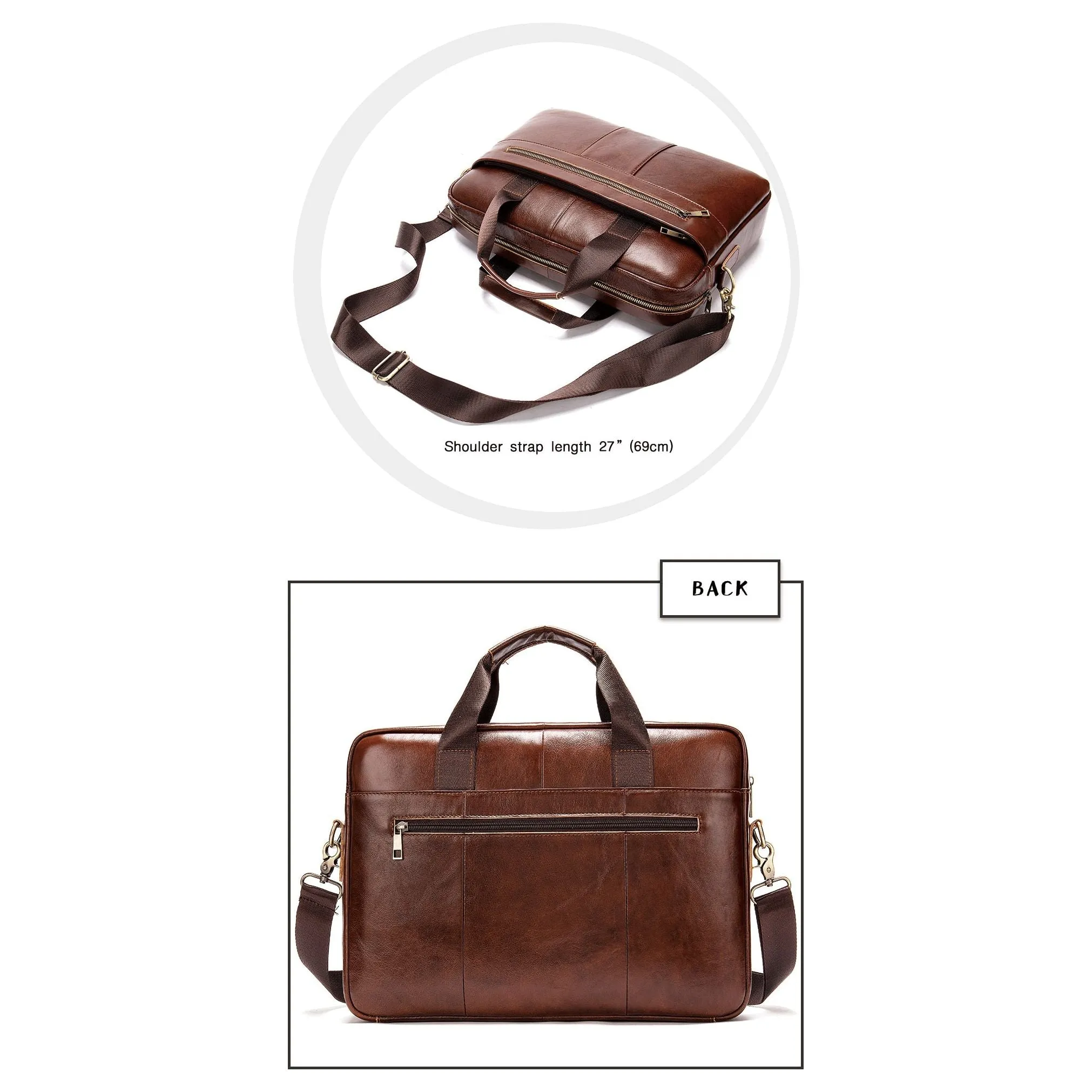 Luxury Exotic Leather Zipper Laptop Document Briefcase