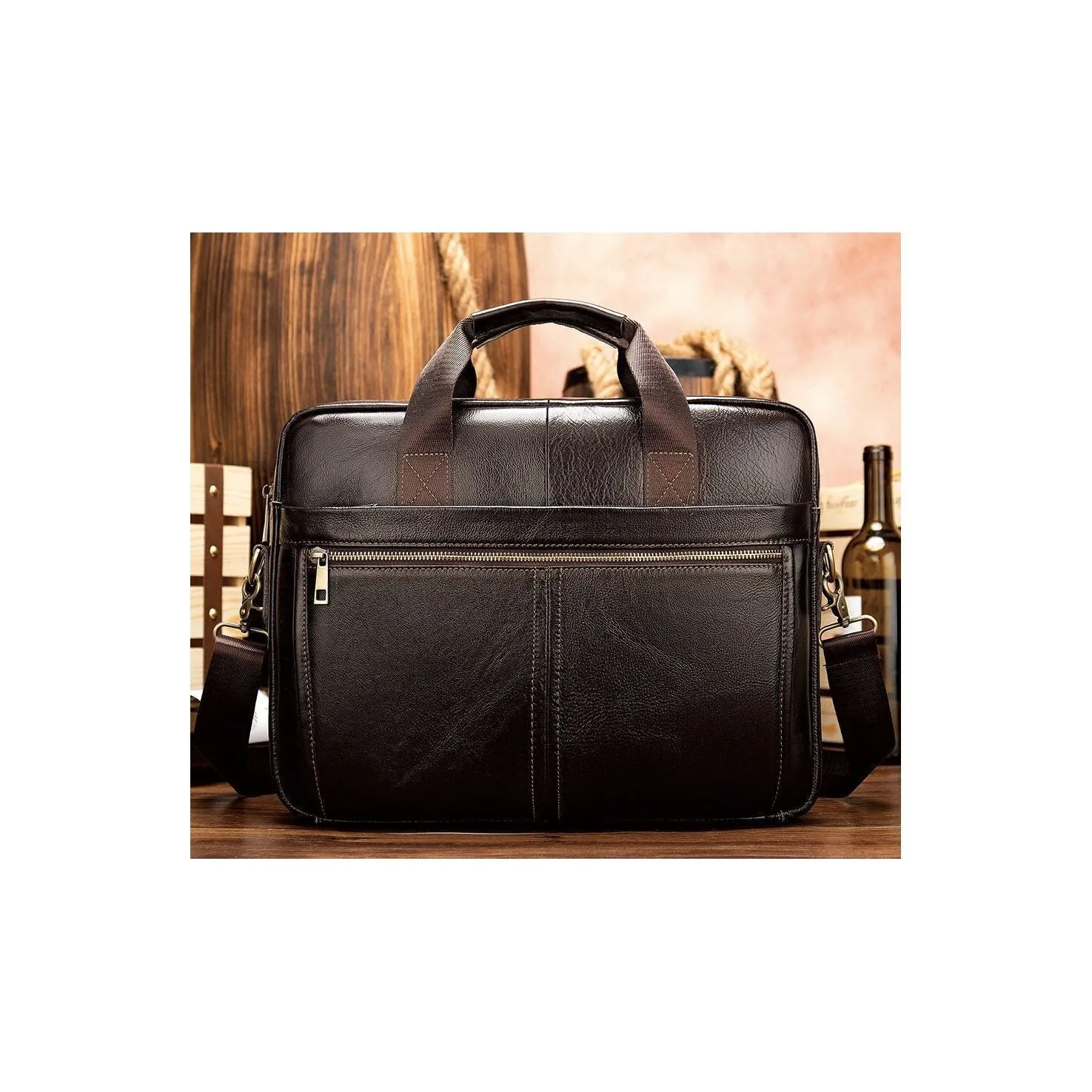 Luxury Exotic Leather Zipper Laptop Document Briefcase