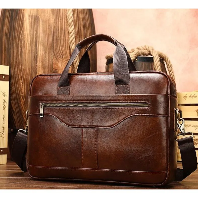 Luxury Exotic Leather Zipper Laptop Document Briefcase