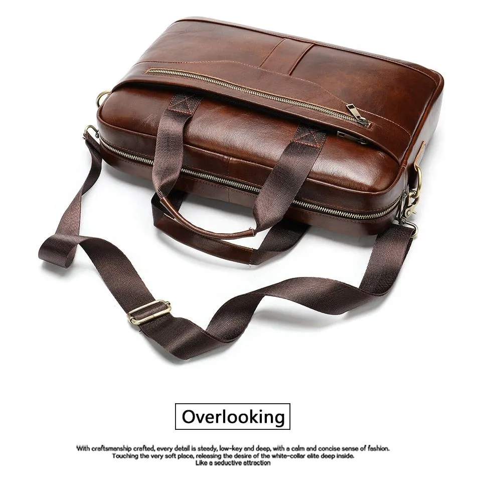 Luxury Exotic Leather Zipper Laptop Document Briefcase