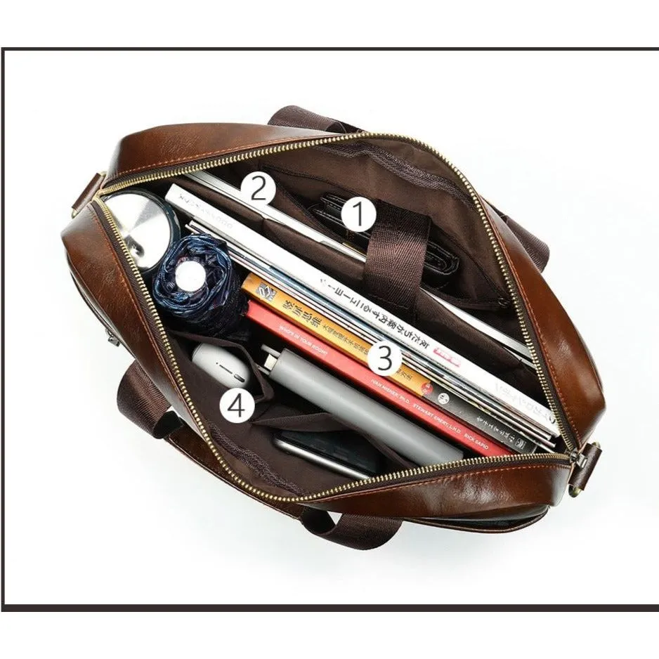 Luxury Exotic Leather Zipper Laptop Document Briefcase