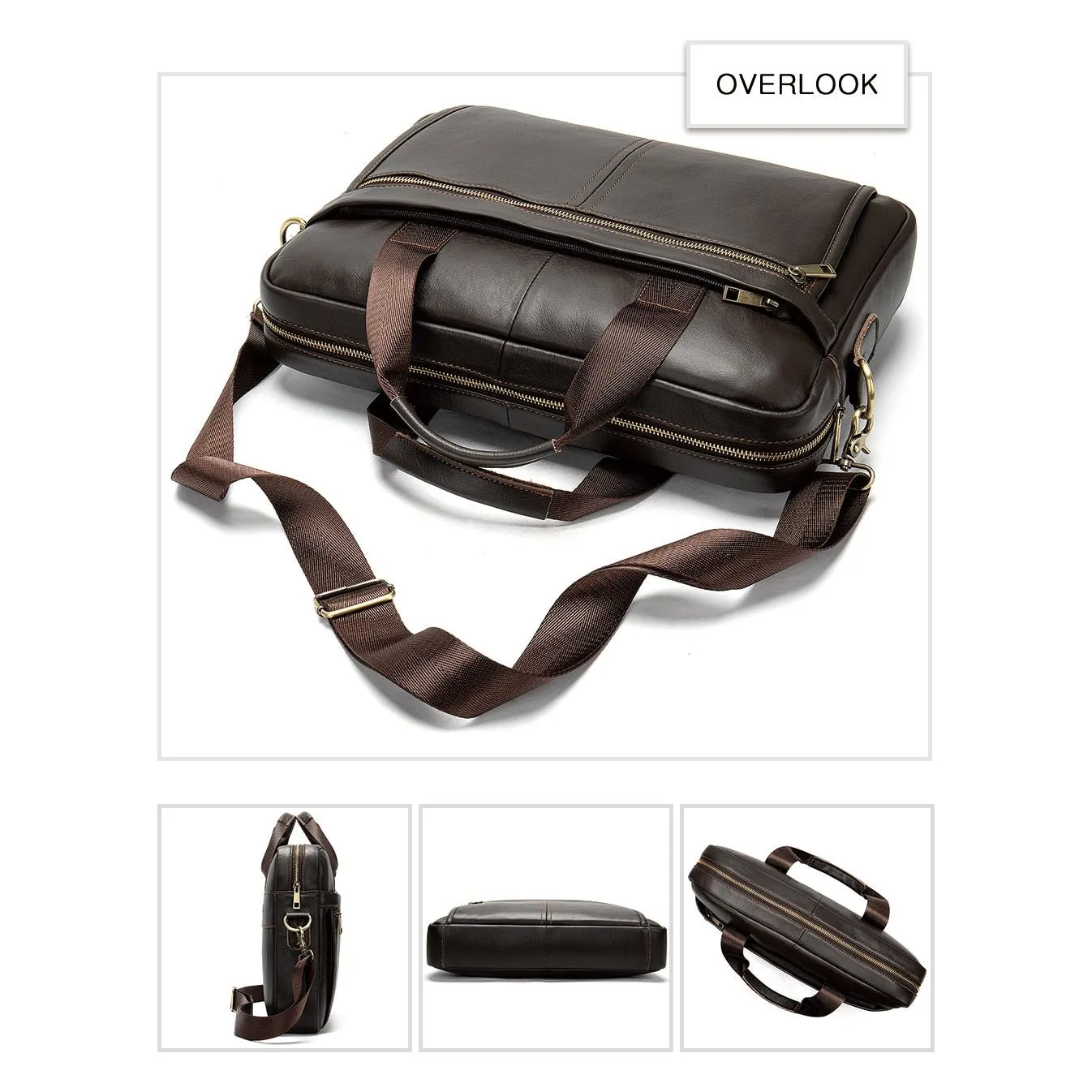 Luxury Exotic Leather Zipper Laptop Document Briefcase