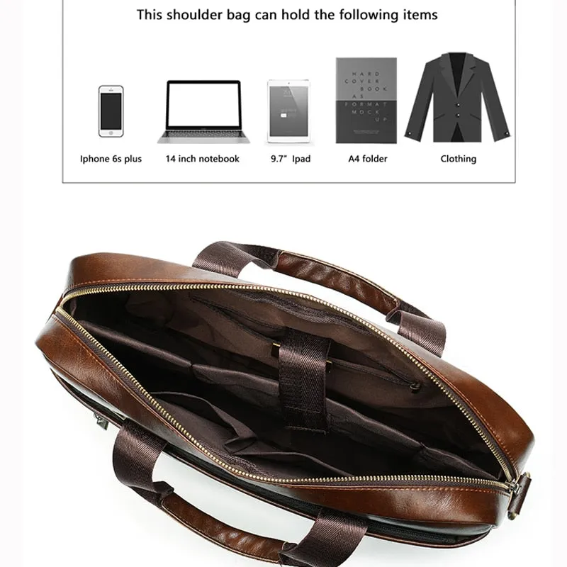 Luxury Exotic Leather Zipper Laptop Document Briefcase