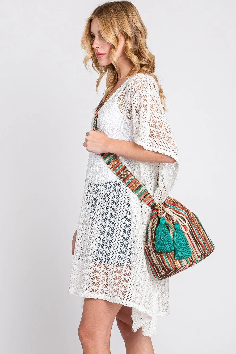 MB0233 Leila Multi Colored Striped Bucket Bag