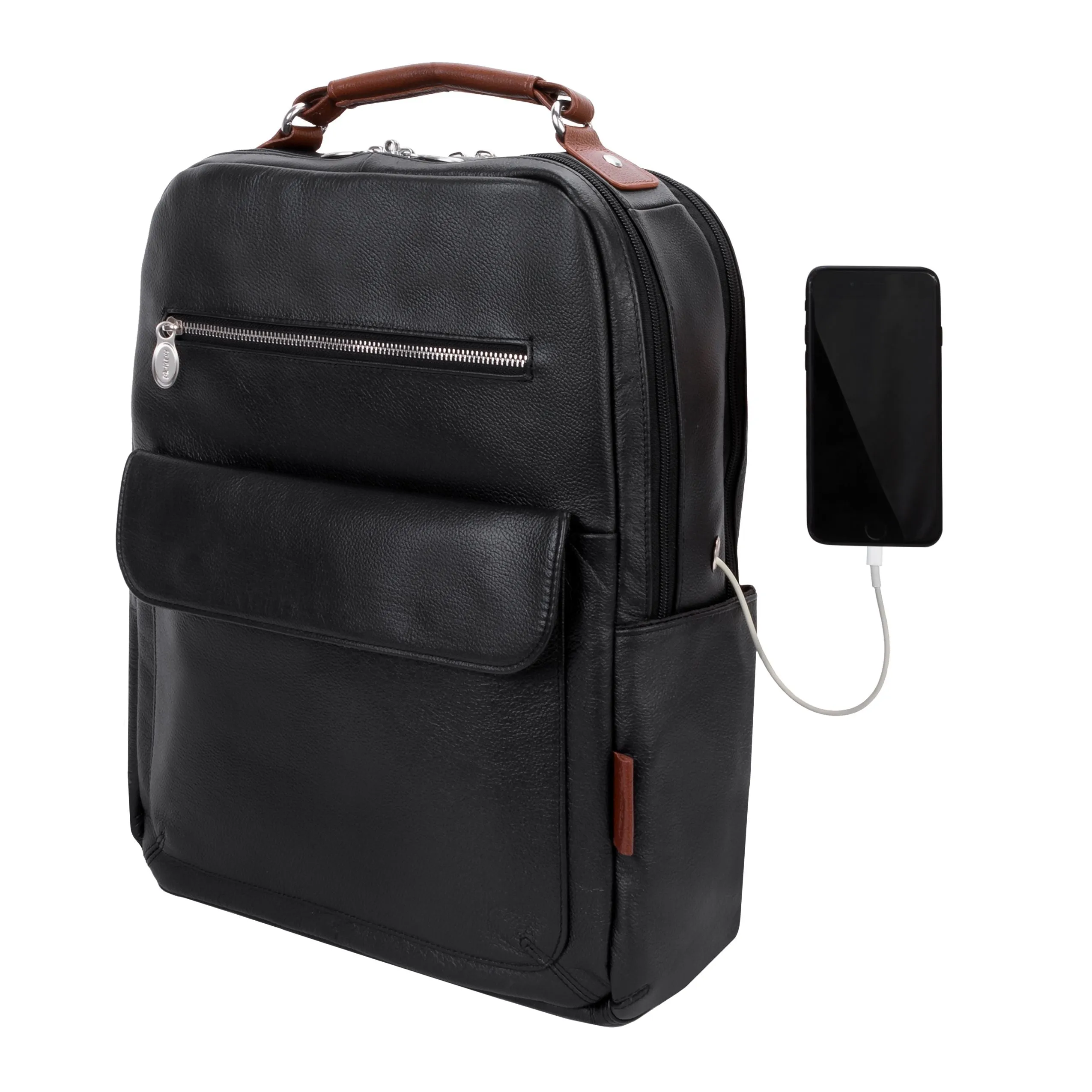 McKlein 17"" Leather Two-Tone Dual-Compartment Laptop Backpack