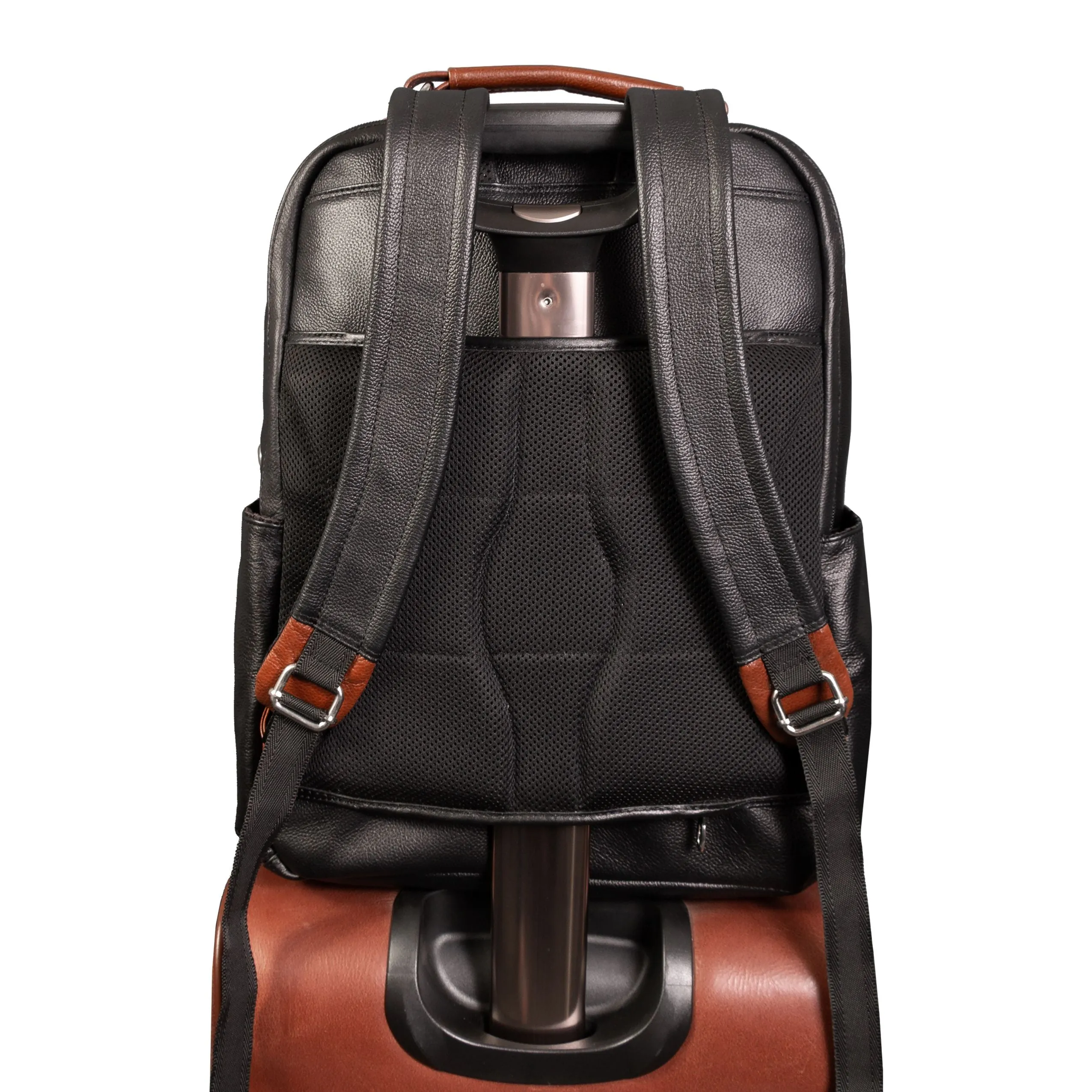 McKlein 17"" Leather Two-Tone Dual-Compartment Laptop Backpack