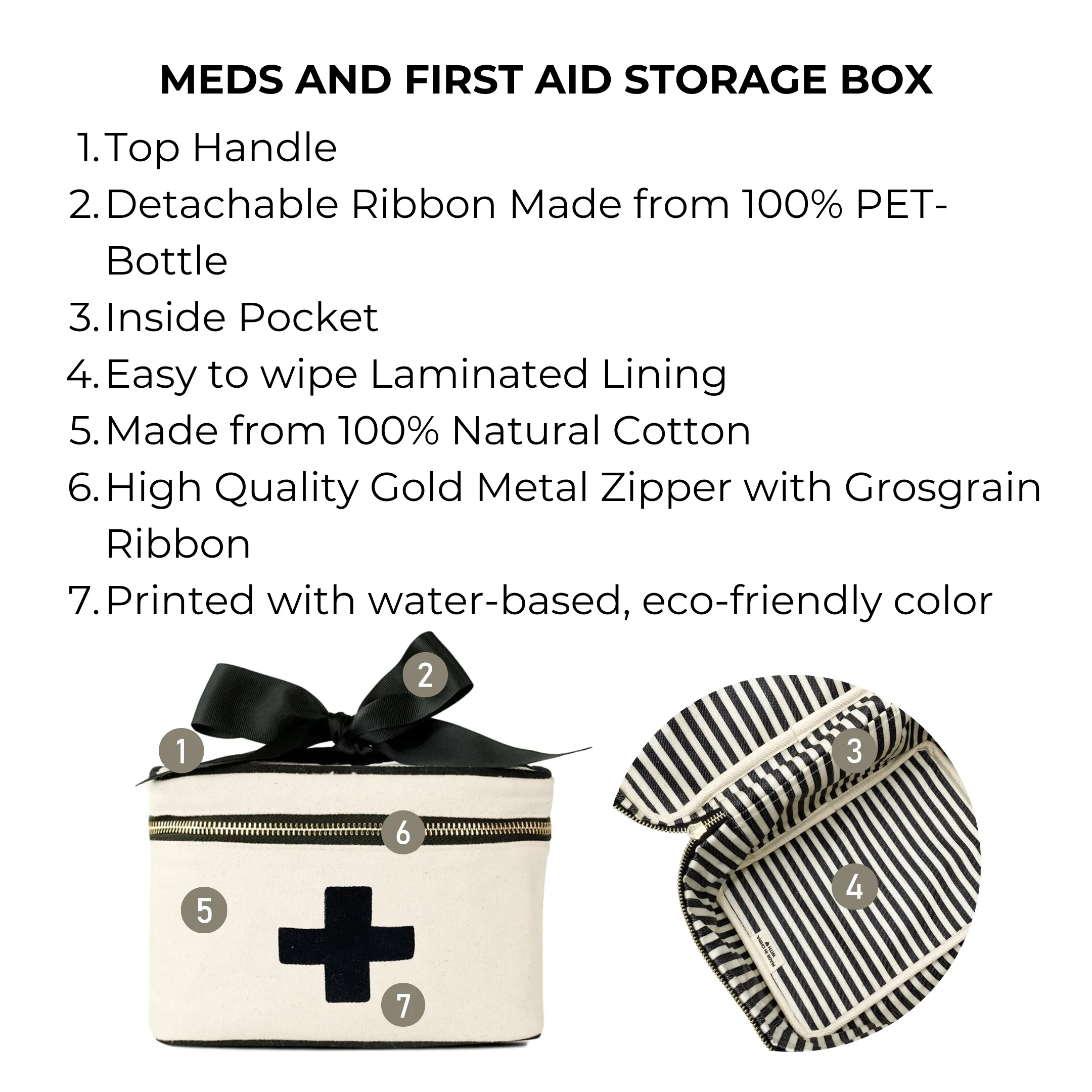 Meds and First Aid Storage Box, Cream