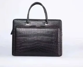 Mens Crocodile Briefcase Shoulder Messenger Bag Black