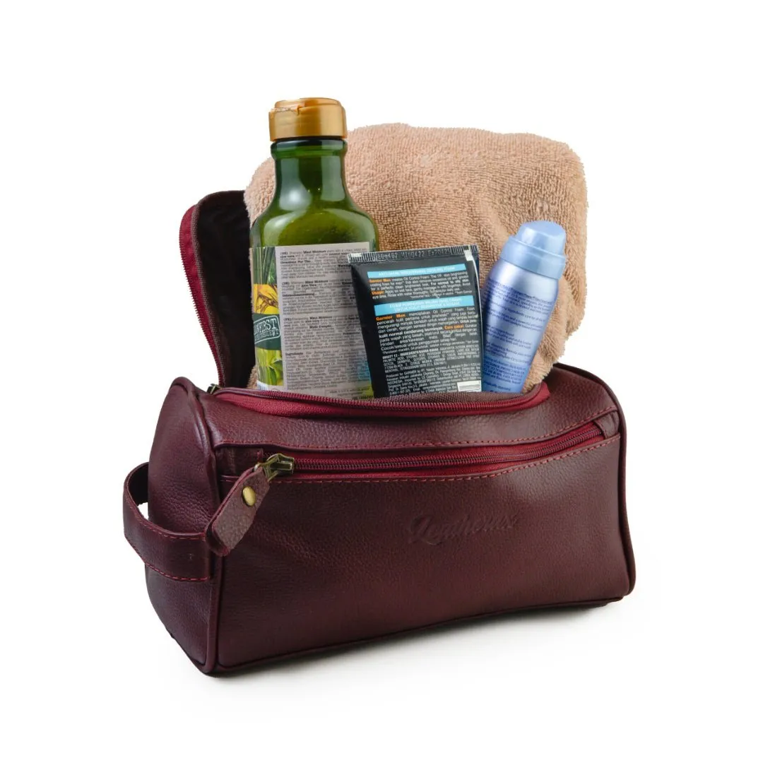 Mens Leather Toiletry  Bag - Dopp Kit