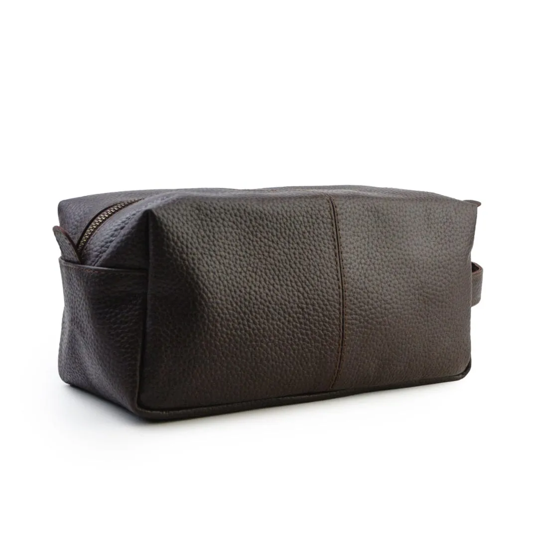 Mens Leather Toiletry  Bag - Dopp Kit