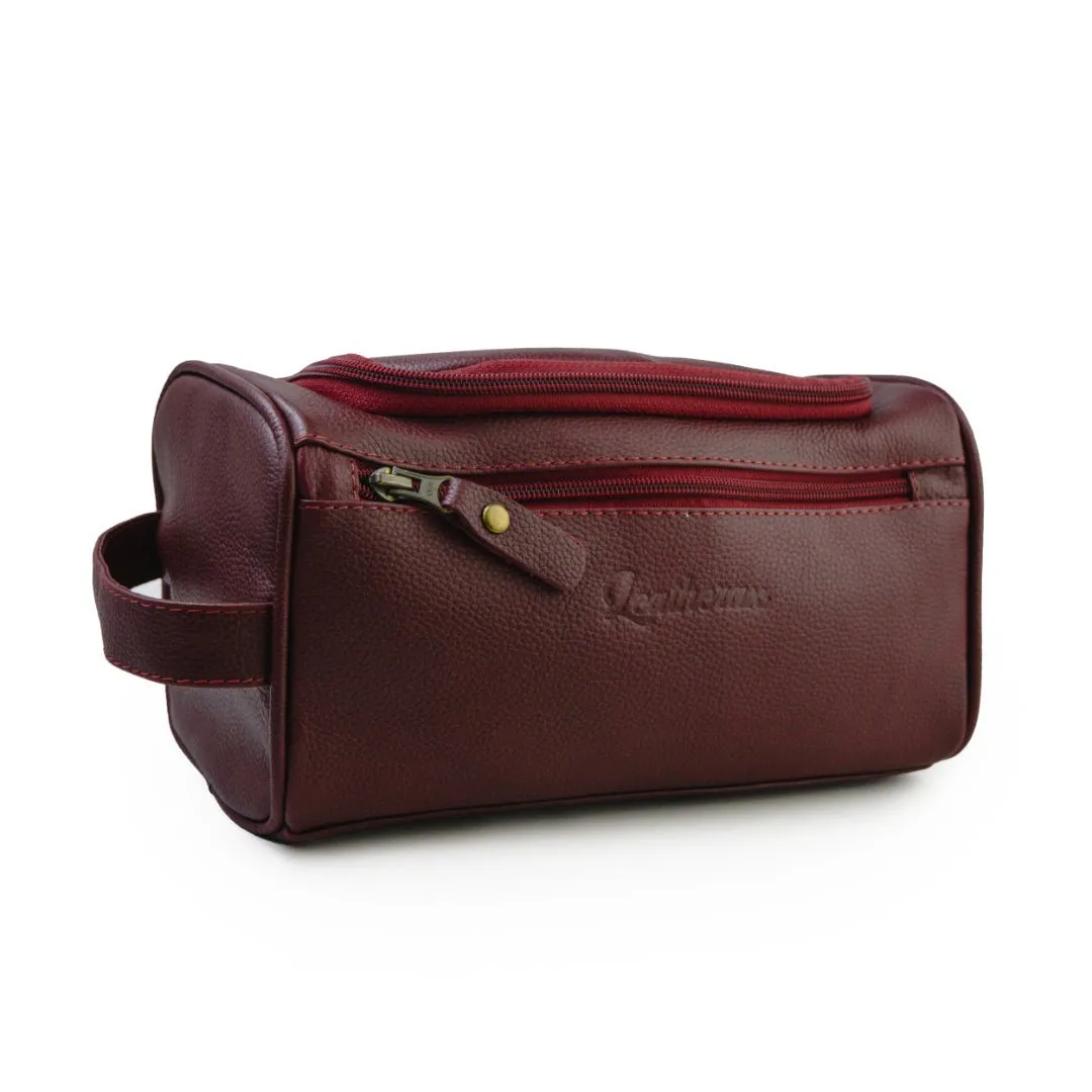 Mens Leather Toiletry  Bag - Dopp Kit