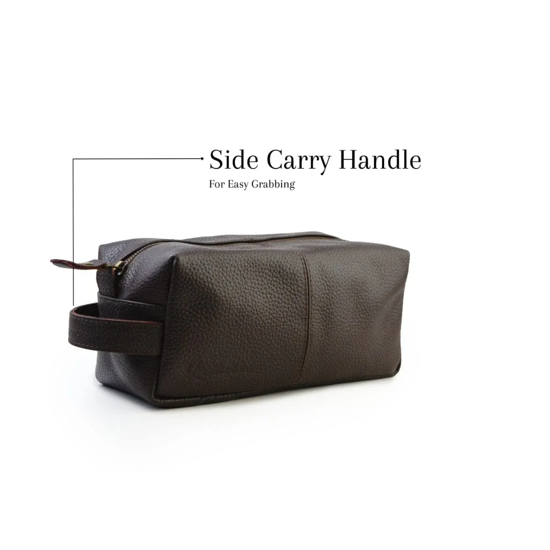 Mens Leather Toiletry  Bag - Dopp Kit