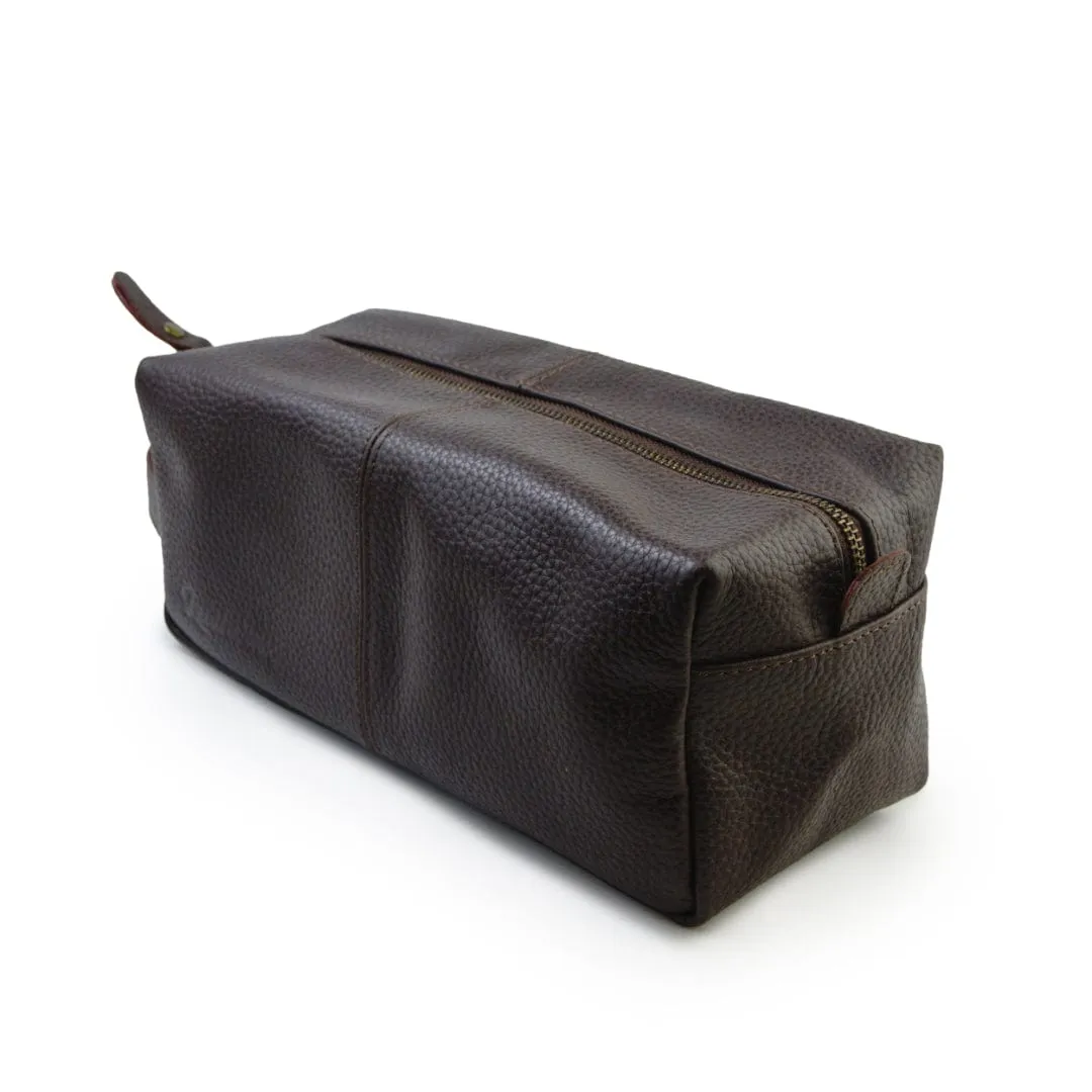 Mens Leather Toiletry  Bag - Dopp Kit