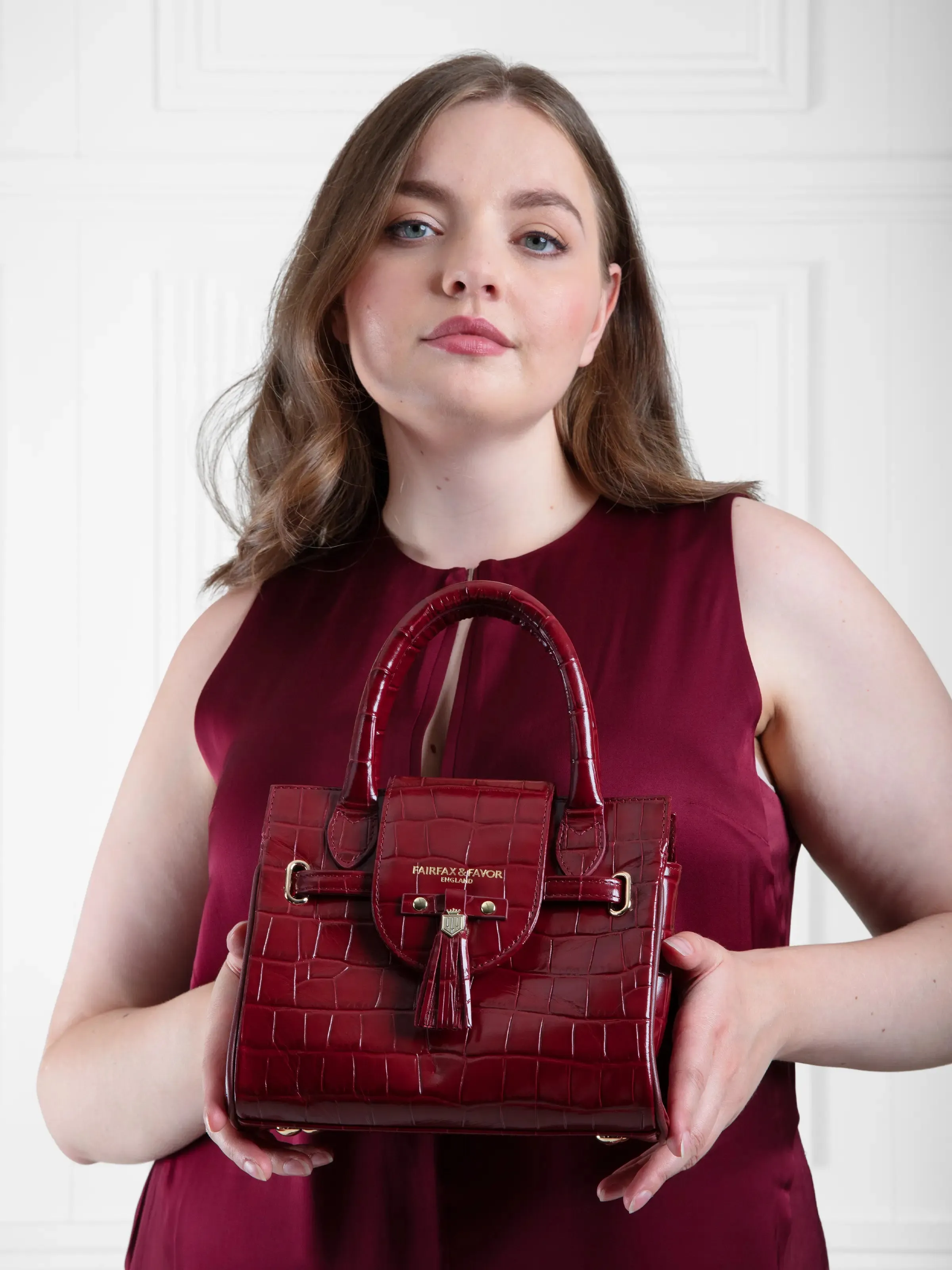 Mini Windsor Handbag - Ruby Croc Print Leather (Limited Edition)