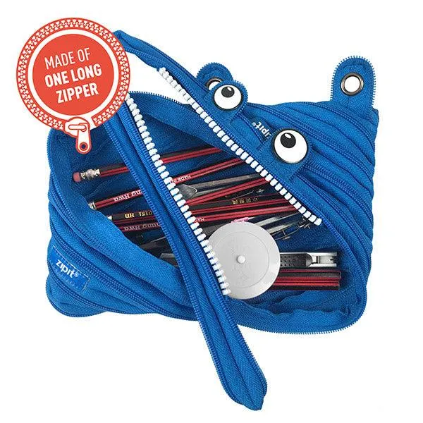 Monster 3 Ring Pencil Pouch- Blue