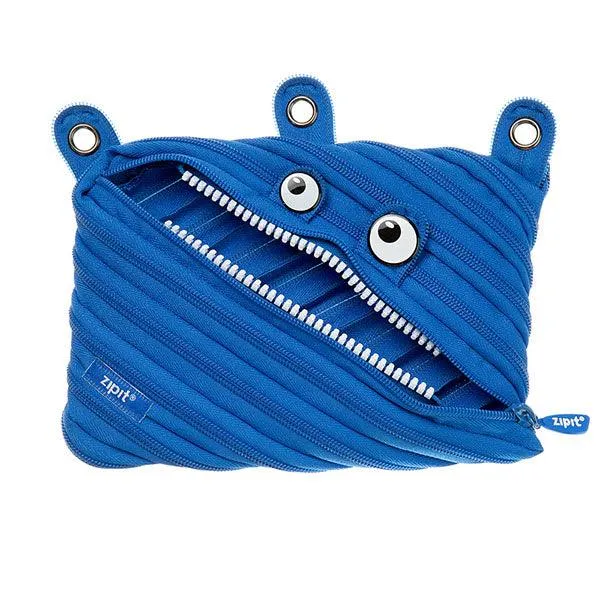 Monster 3 Ring Pencil Pouch- Blue