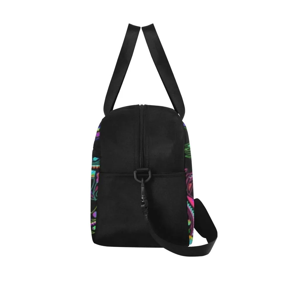 Neon Floral Wolves Weekend Travel Bag