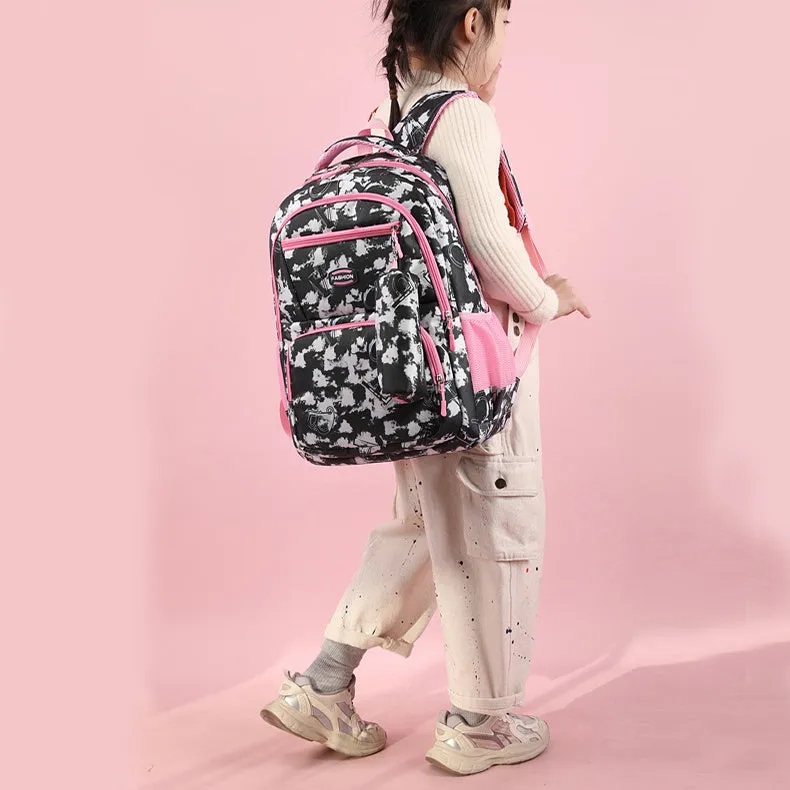 New Letter Print Backpack With Pencil Case Fsahion Sweet Primary School Students Schoolbag For Girls Boys