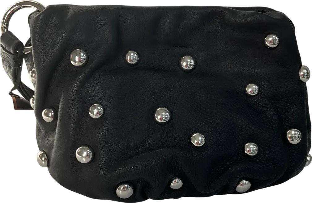 Next Black Leather Studded Clutch Bag